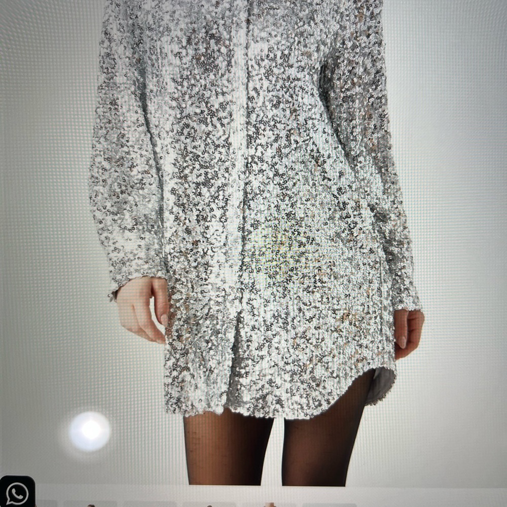Silver Sequin  Shirt Dress